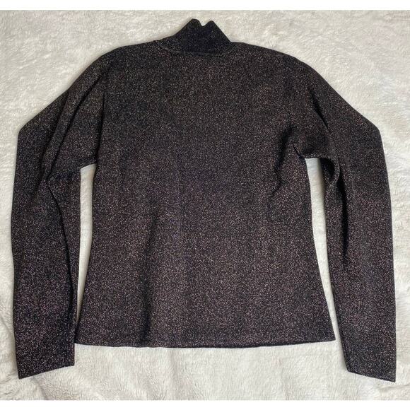 ALC SWEATER S BROWN ESPRESSO MARTINI GLITTER FESTIVE HOLIDAYS TURTLENECK - Picture 4 of 8